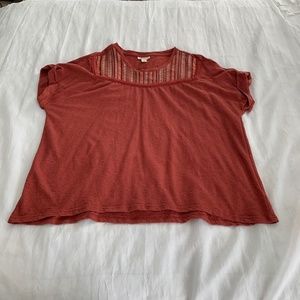 Style & Co Rust Color Capped-Like Sleeves Plus Size Top Size 3X